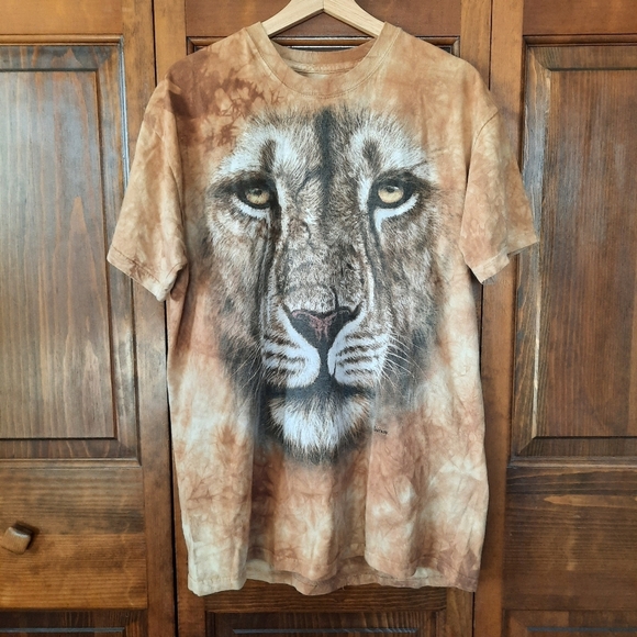 The Mountain Other - The Mountain 2011 Jeremy Paylul Brown Tie Dye Lion Graphic T-shirt Size Large